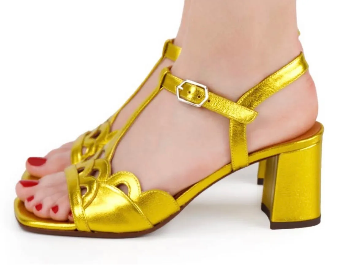 Chartreuse T-Strap Sandal\