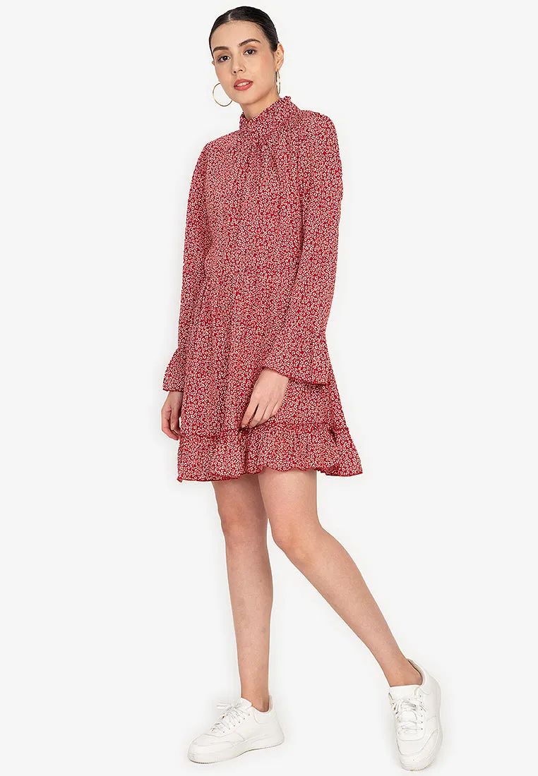 GANNA Printed Ruffle Dress