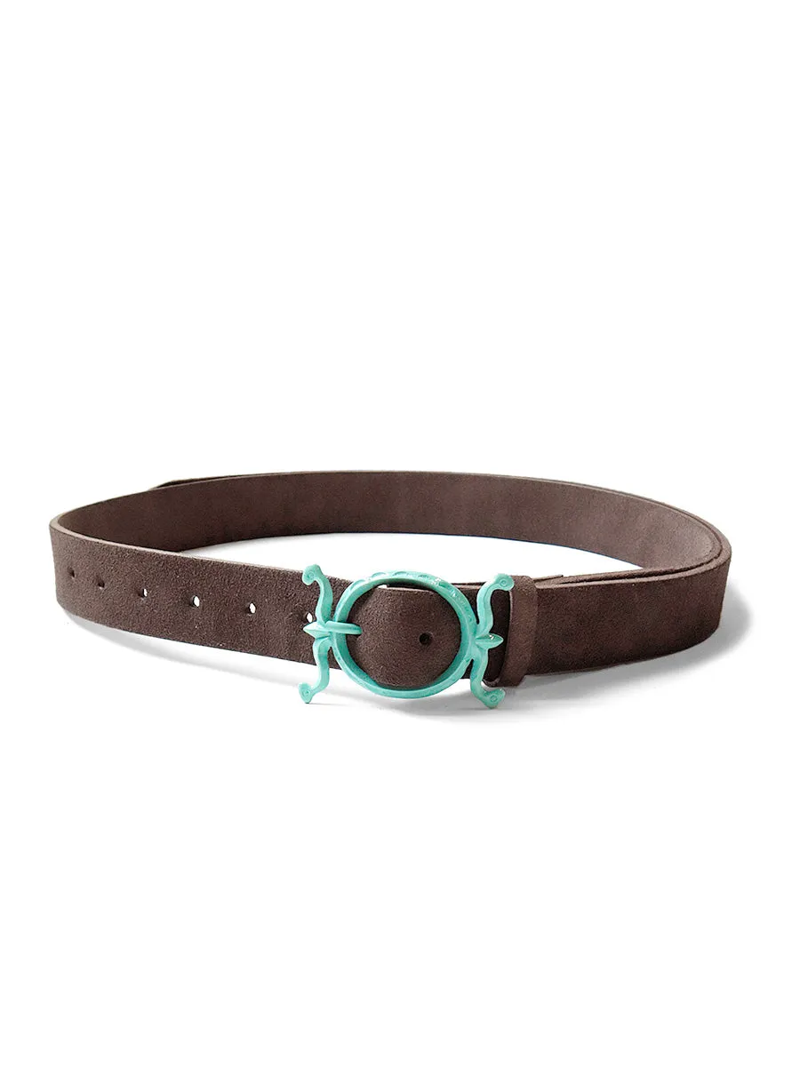 Super Long Suede Alloy Lacquer Neptune Buckle Belt by Kapital