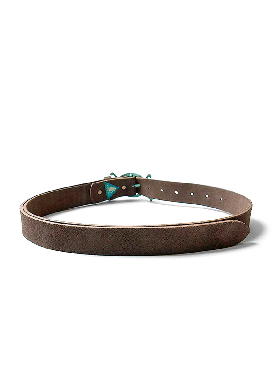 Super Long Suede Alloy Lacquer Neptune Buckle Belt by Kapital