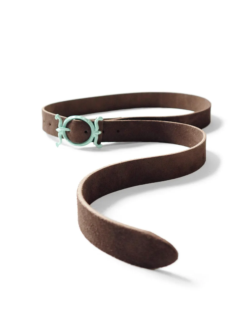 Super Long Suede Alloy Lacquer Neptune Buckle Belt by Kapital