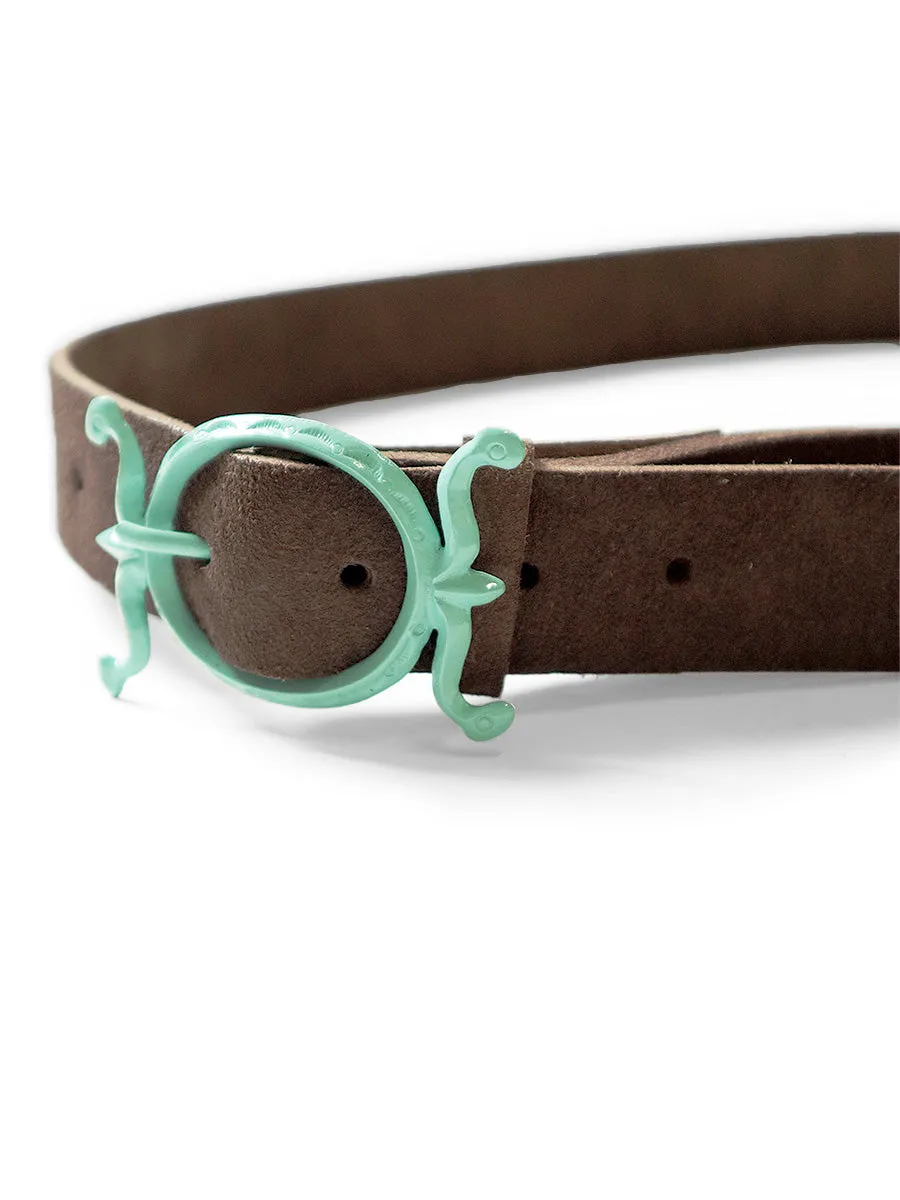 Super Long Suede Alloy Lacquer Neptune Buckle Belt by Kapital