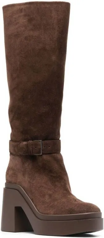 Clergerie Brown Suede Buckle Boots