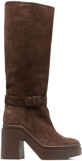 Clergerie Brown Suede Buckle Boots