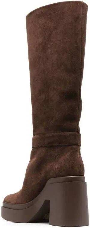 Clergerie Brown Suede Buckle Boots