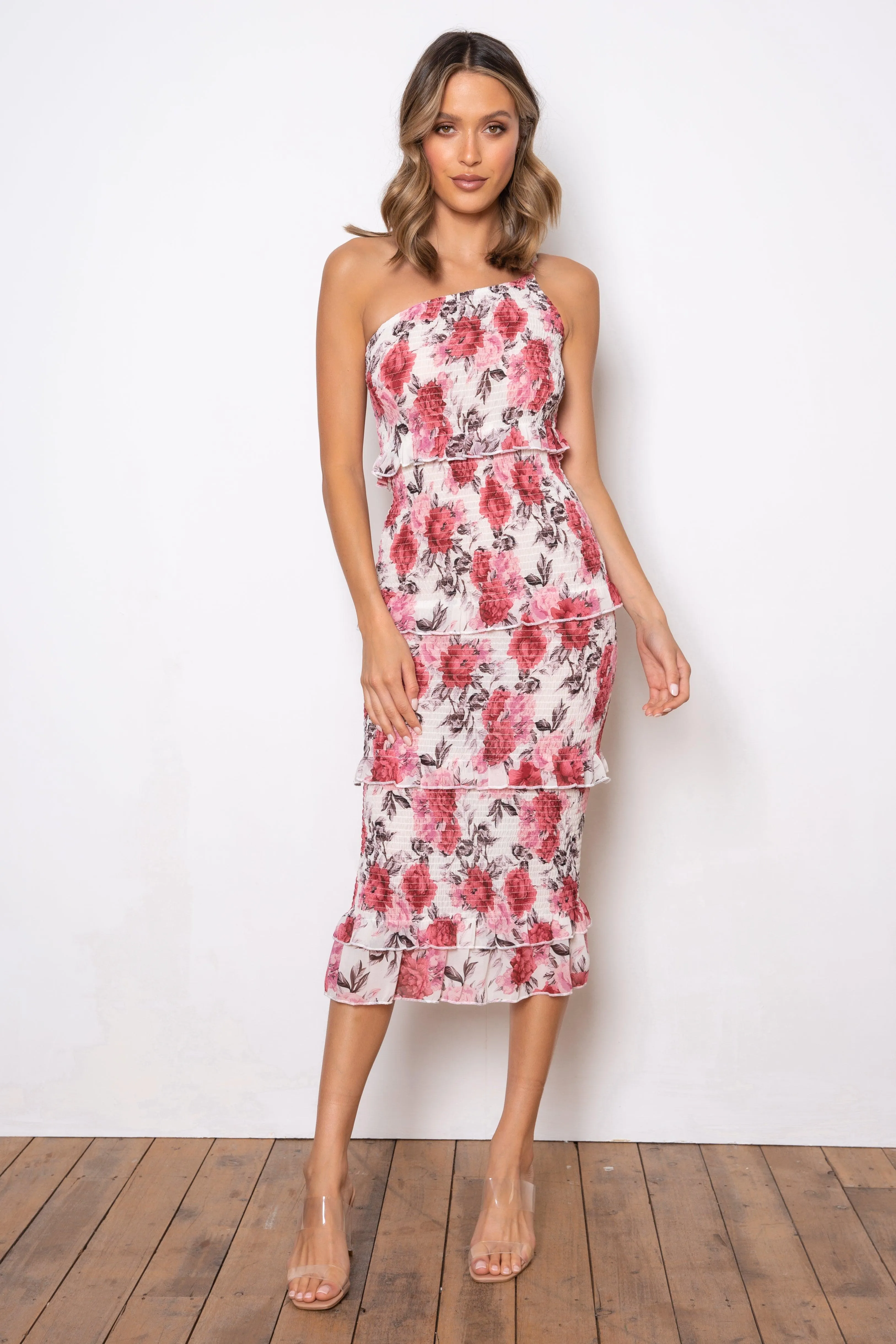 Cream Floral Dark Rose Dress