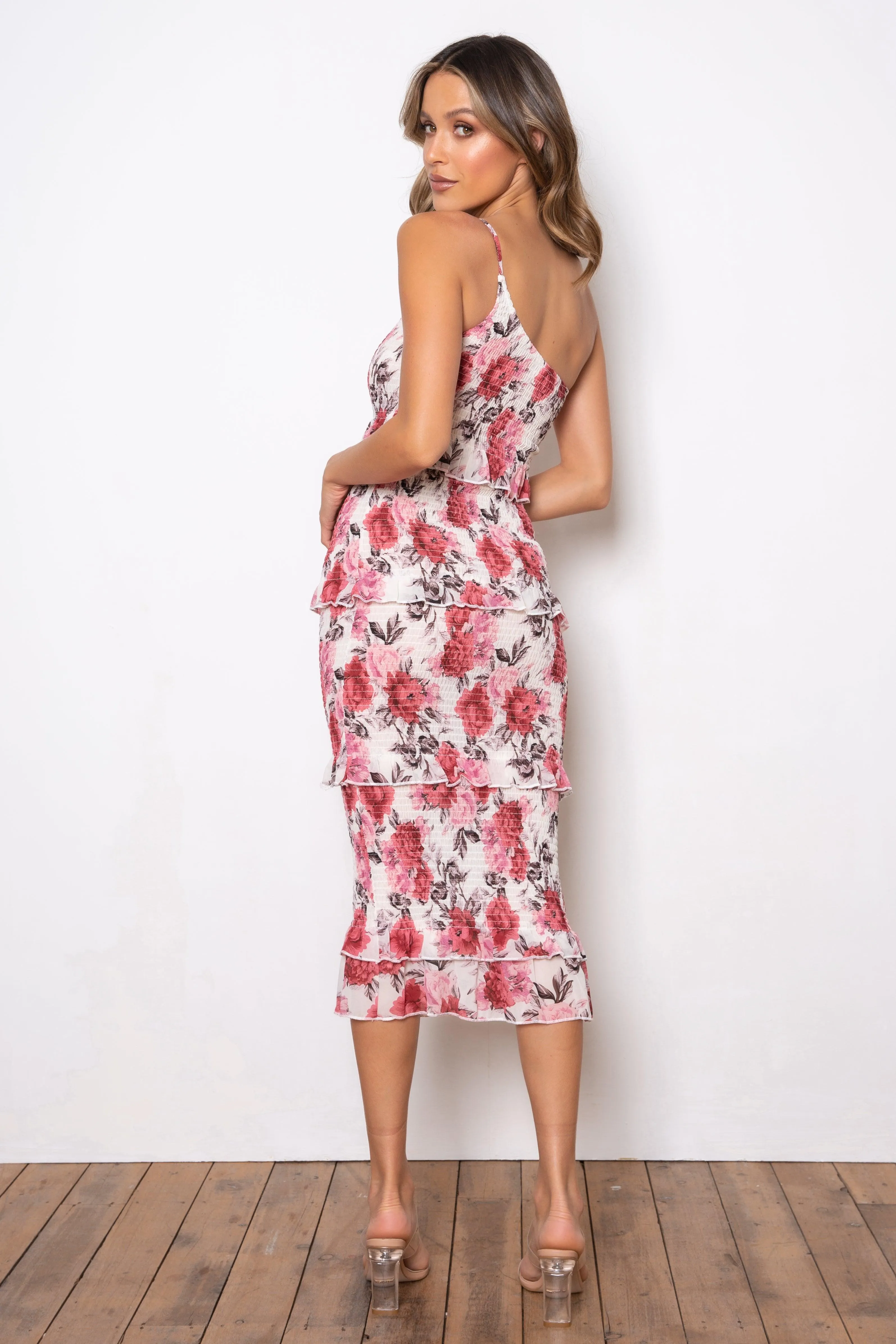 Cream Floral Dark Rose Dress