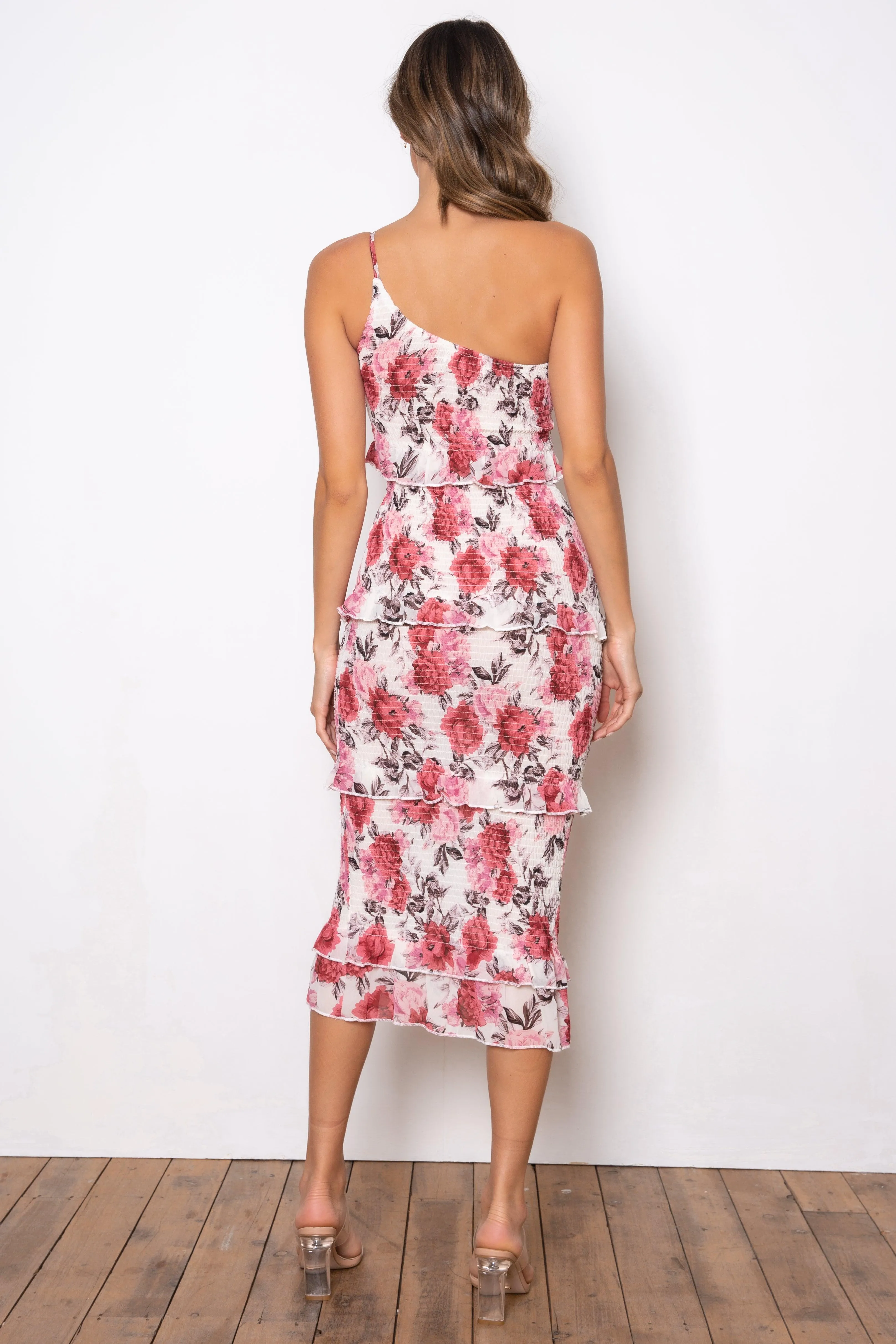 Cream Floral Dark Rose Dress