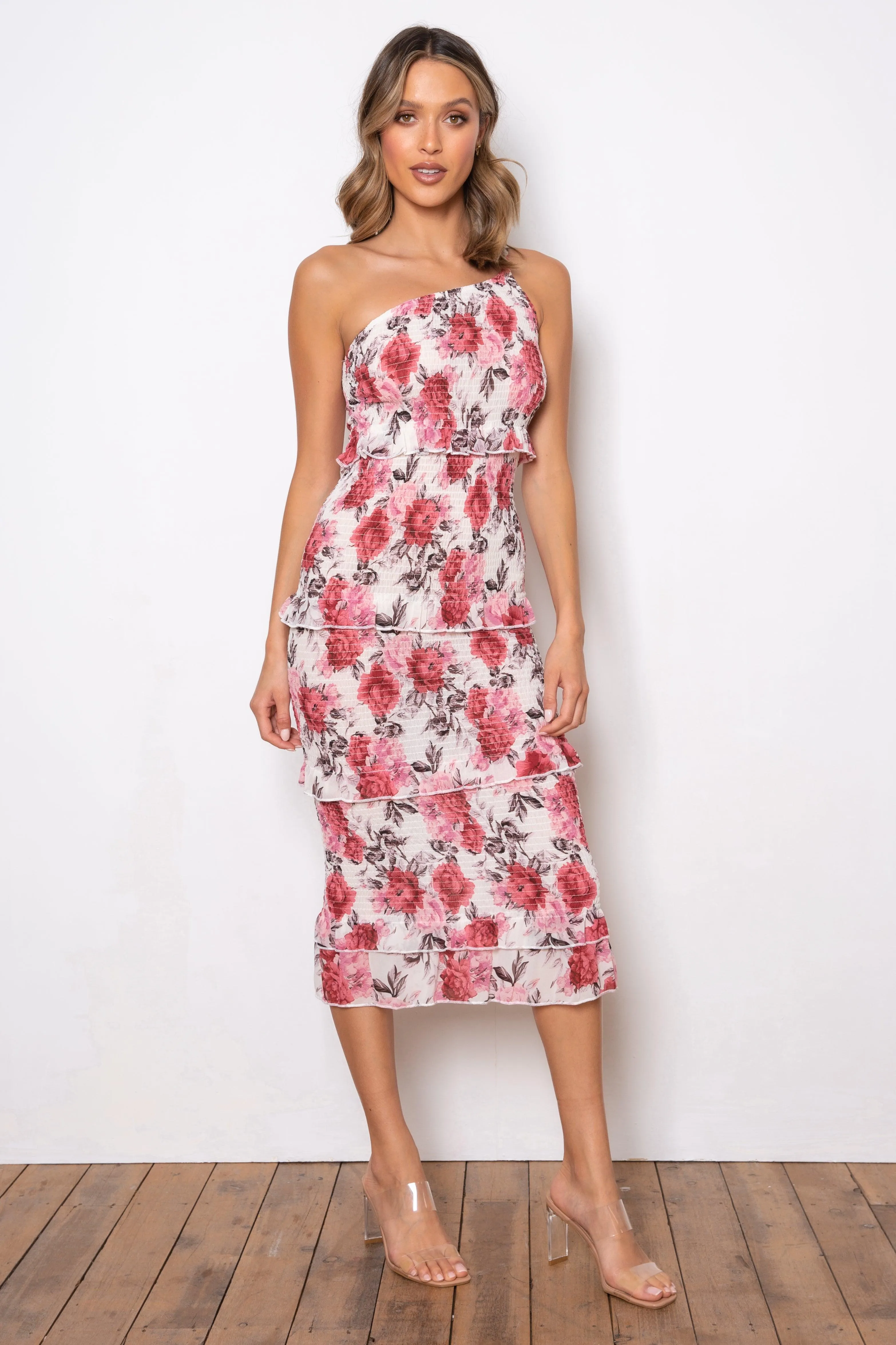 Cream Floral Dark Rose Dress