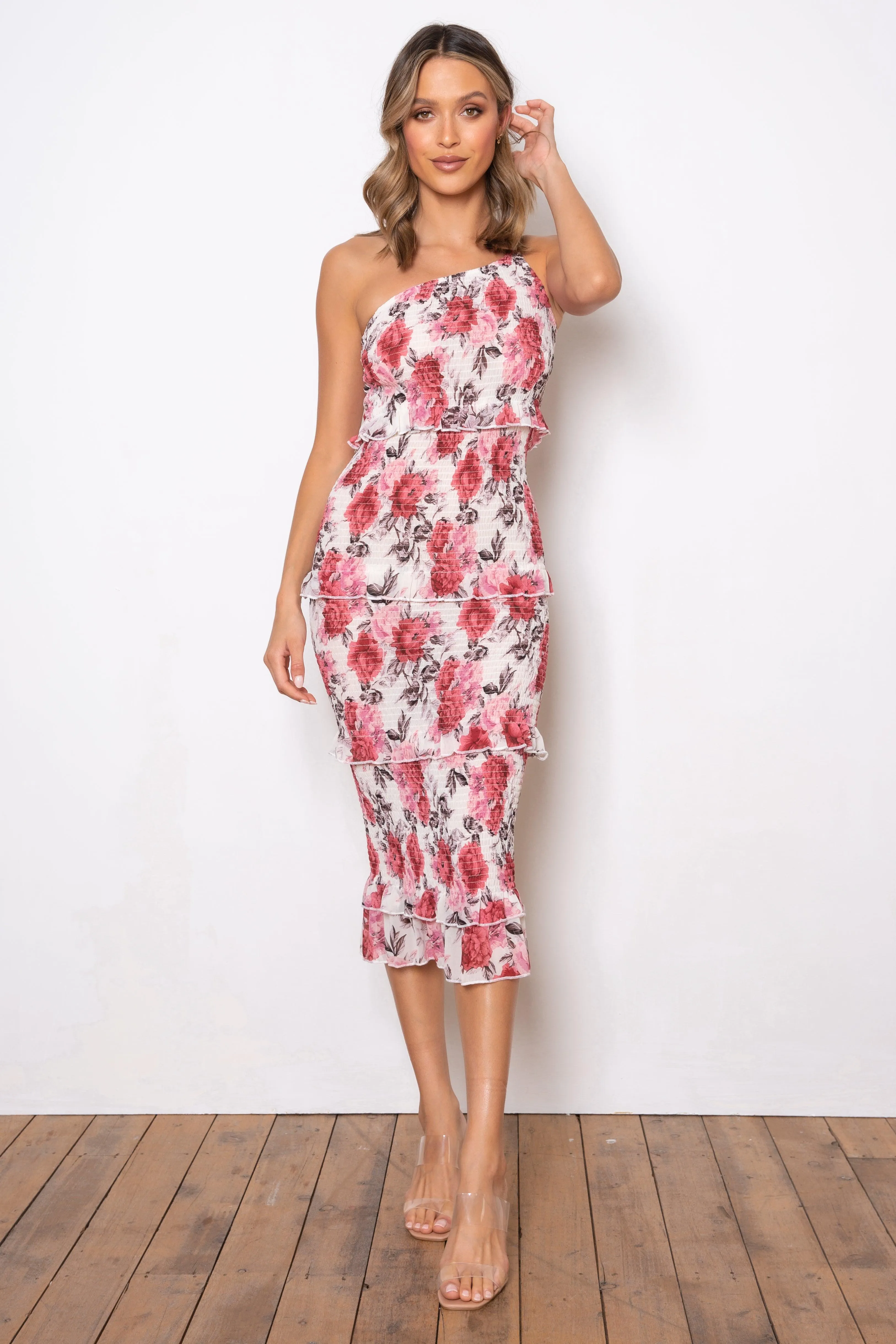 Cream Floral Dark Rose Dress