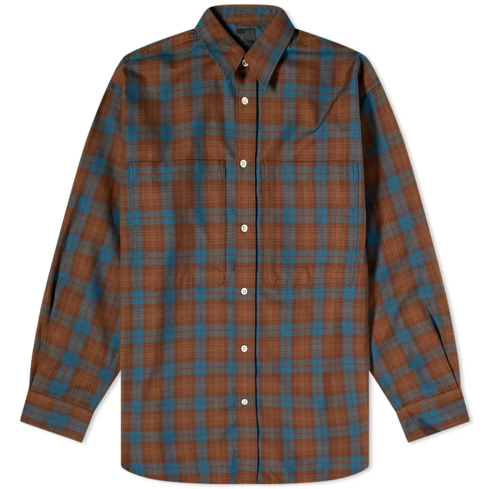 DAIWA Tech Flannel Worker Shirt in Brown Check