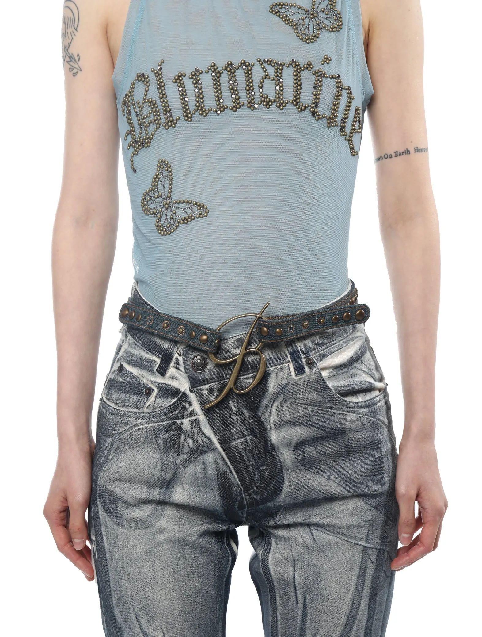 Dark Denim Embellished Belt Mo Lo