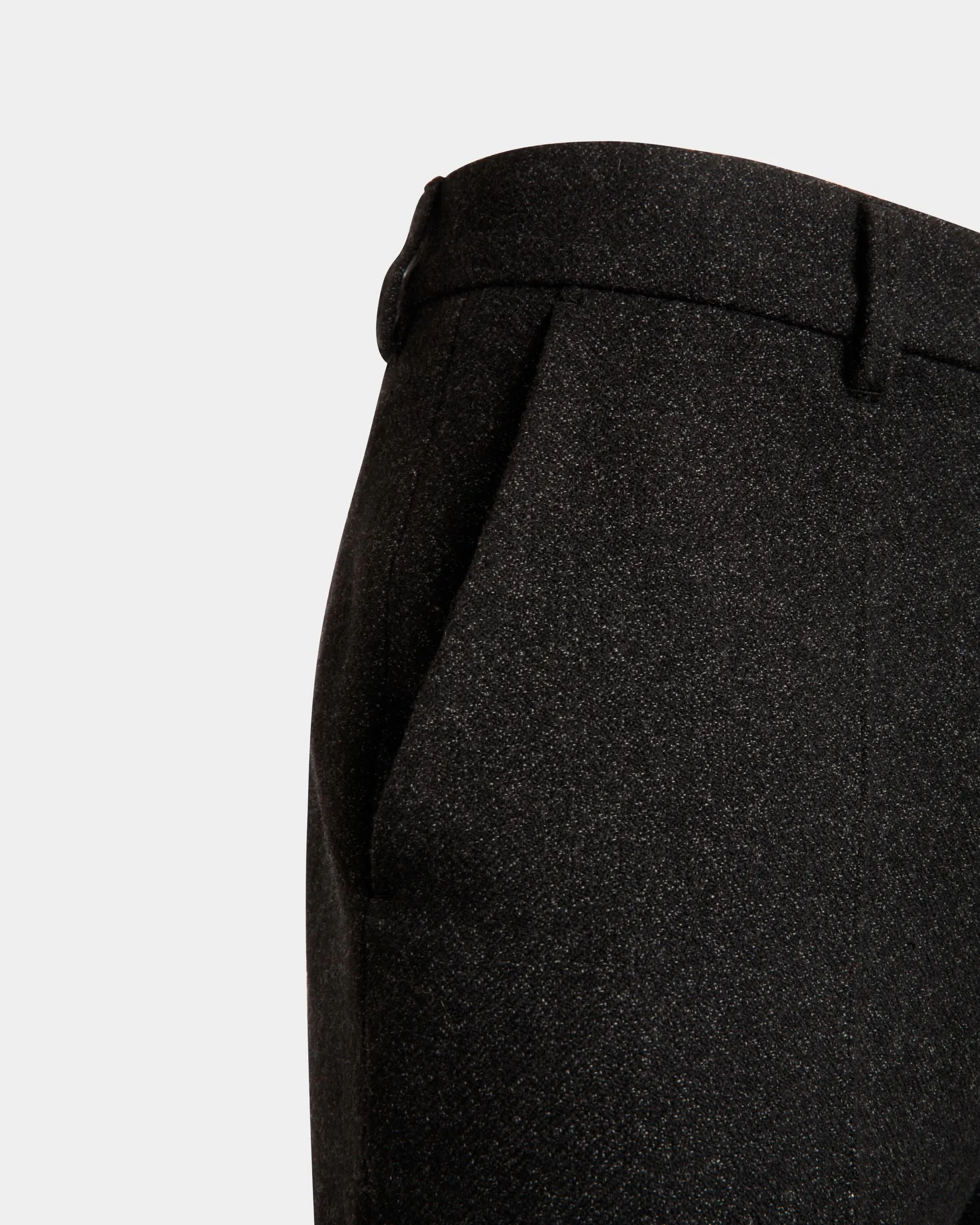 Dark Grey Wool Pleated Pants for Men