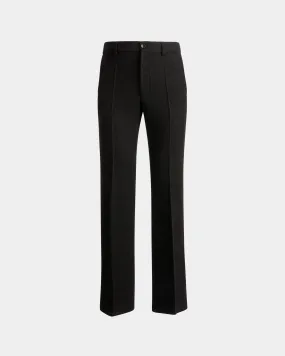 Dark Grey Wool Pleated Pants for Men