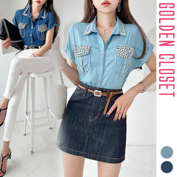 Casual Denim Dolman Sleeve Cotton Shirt