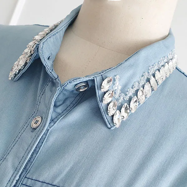 Casual Denim Dolman Sleeve Cotton Shirt