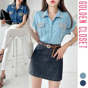 Casual Denim Dolman Sleeve Cotton Shirt