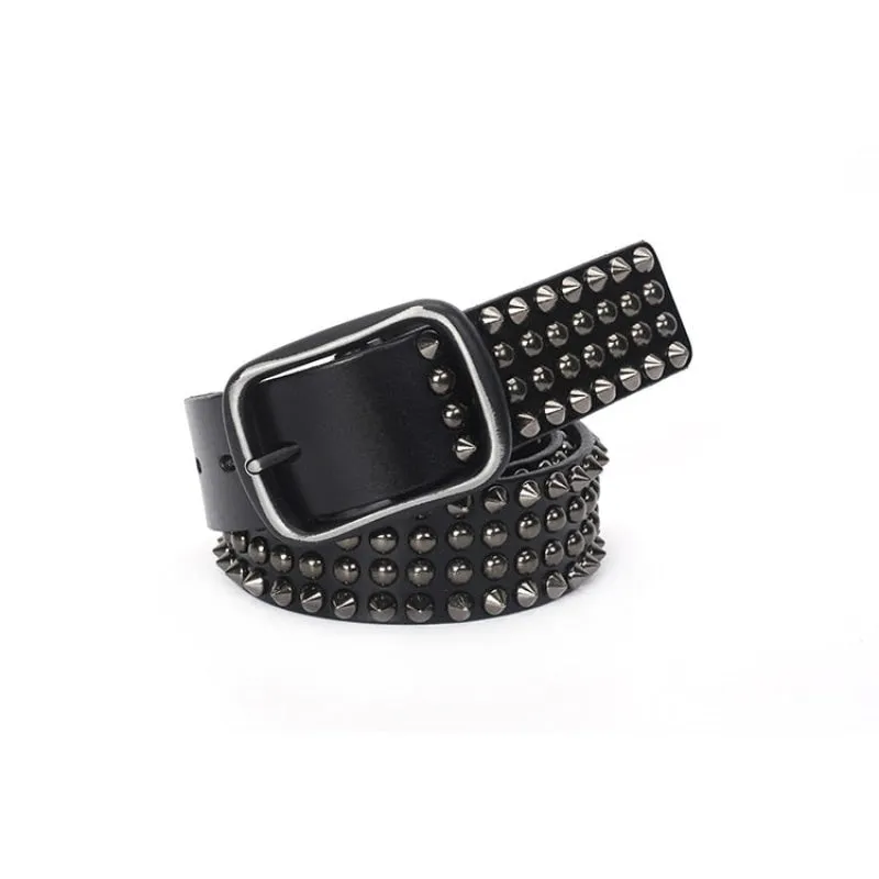 Unisex Designer Leather Belt with Dot Rivets