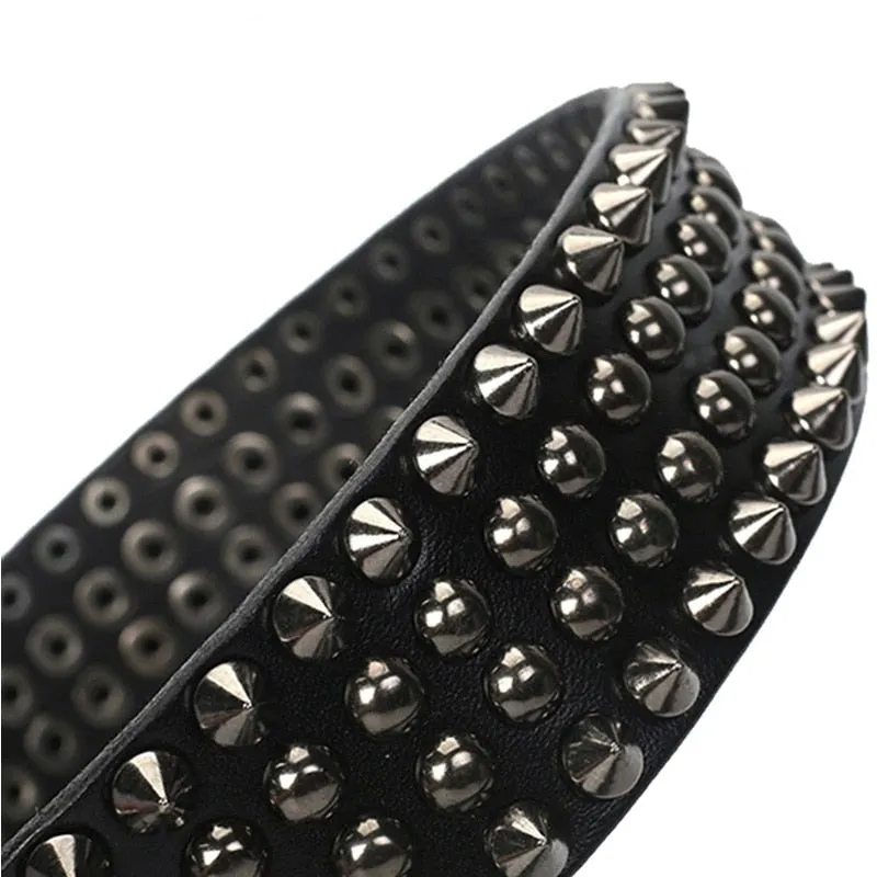 Unisex Designer Leather Belt with Dot Rivets