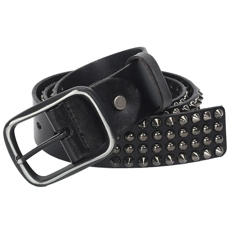 Unisex Designer Leather Belt with Dot Rivets