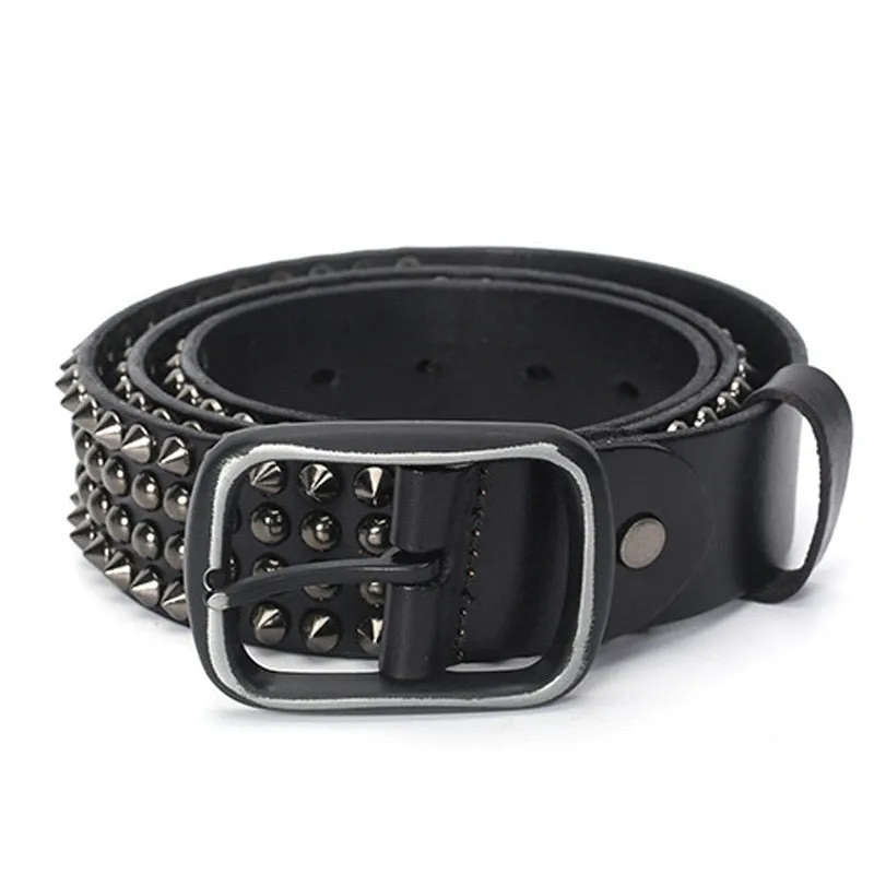 Unisex Designer Leather Belt with Dot Rivets