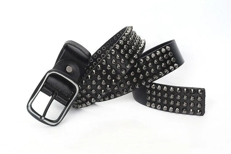 Unisex Designer Leather Belt with Dot Rivets