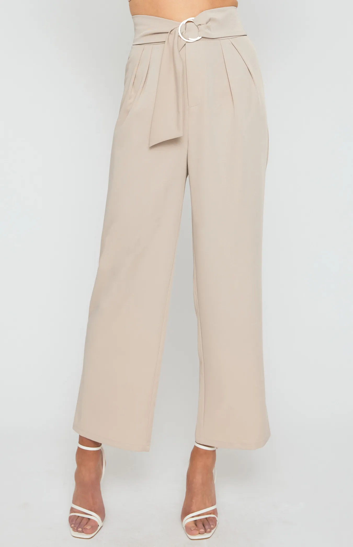 Double Pleated Pants with Circle Ring Belt (SPA419A)