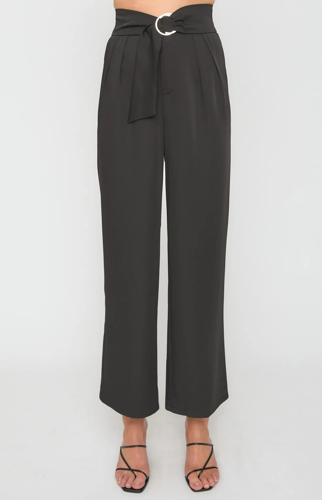 Double Pleated Pants with Circle Ring Belt (SPA419A)