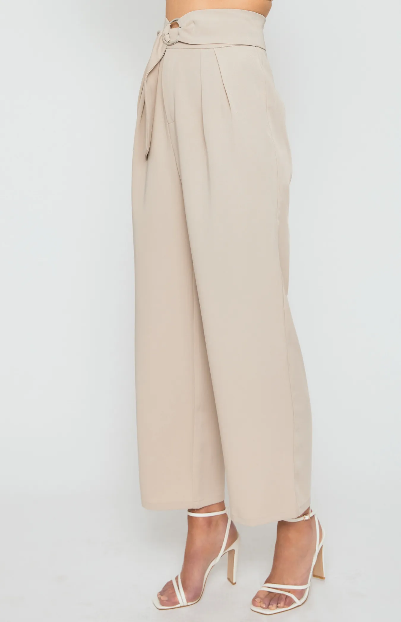 Double Pleated Pants with Circle Ring Belt (SPA419A)