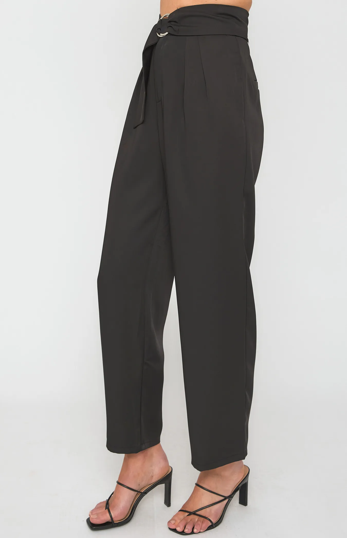 Double Pleated Pants with Circle Ring Belt (SPA419A)