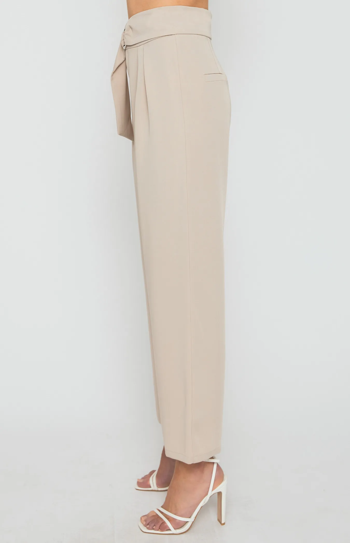 Double Pleated Pants with Circle Ring Belt (SPA419A)