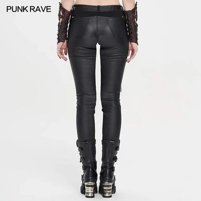 Edgy Hollow Rivets Fitted Pants for Women