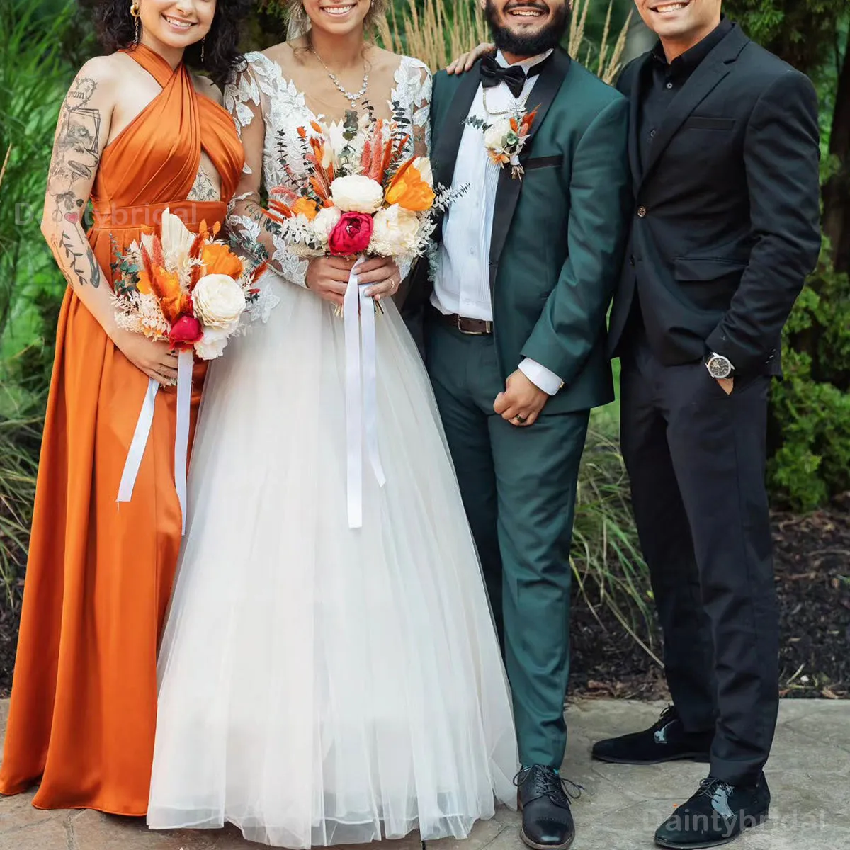 Elegant Burnt Orange Satin Bridesmaid Dress