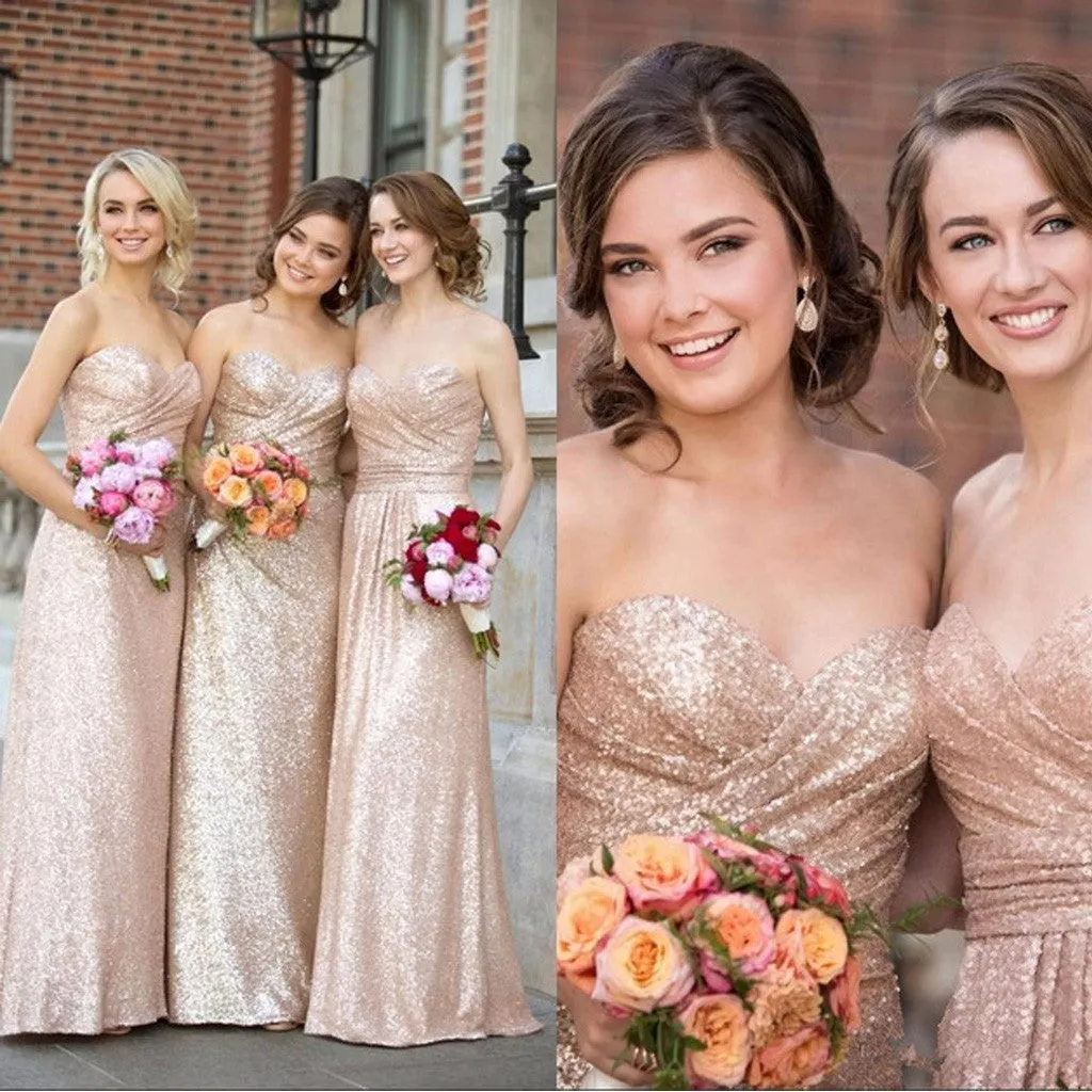 Sequin Sweetheart Strapless Bridesmaid Gown