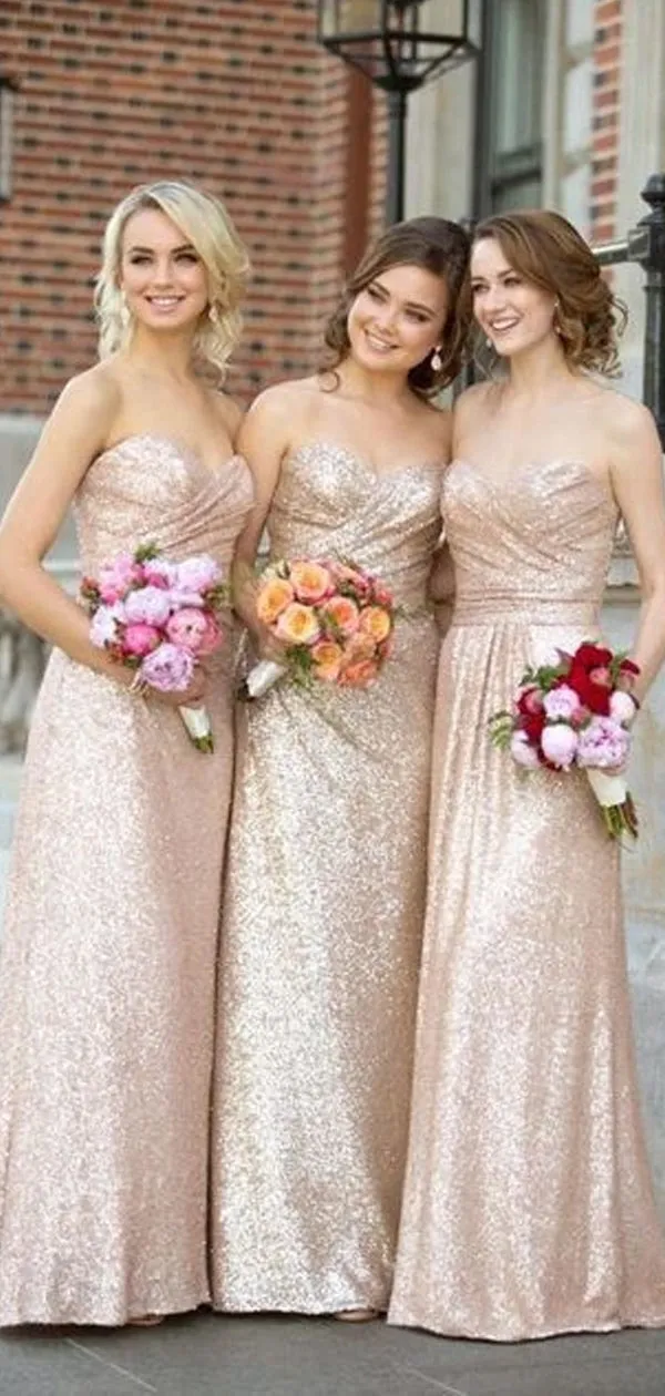 Sequin Sweetheart Strapless Bridesmaid Gown