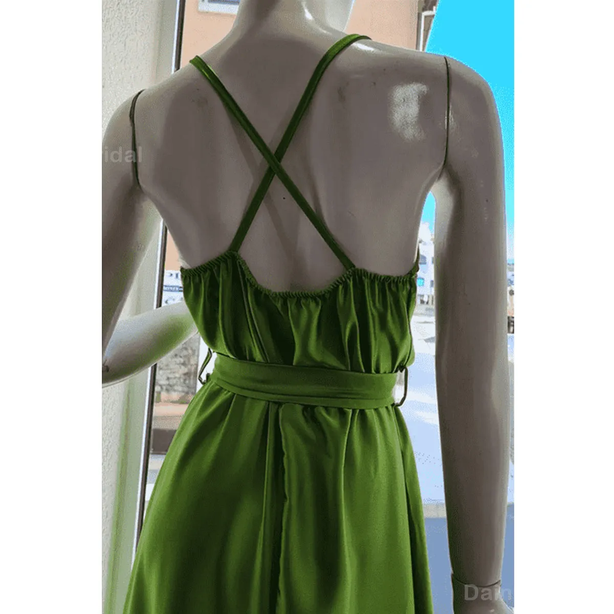 Elegant Green Satin Bridesmaid Dress