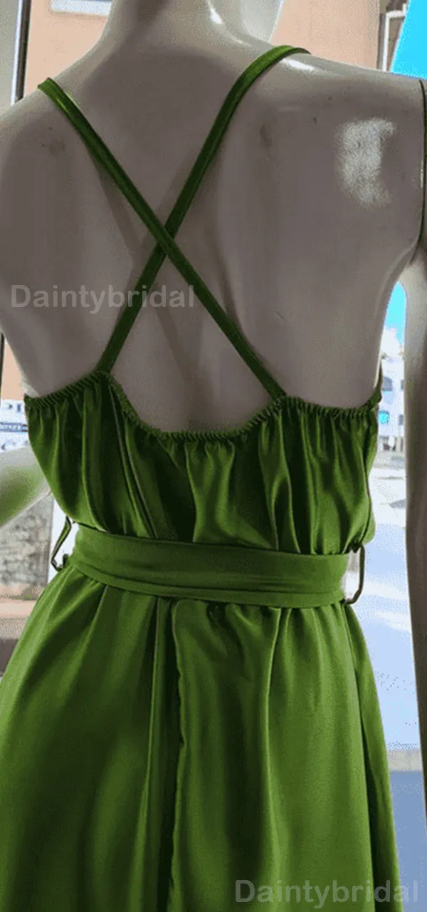 Elegant Green Satin Bridesmaid Dress