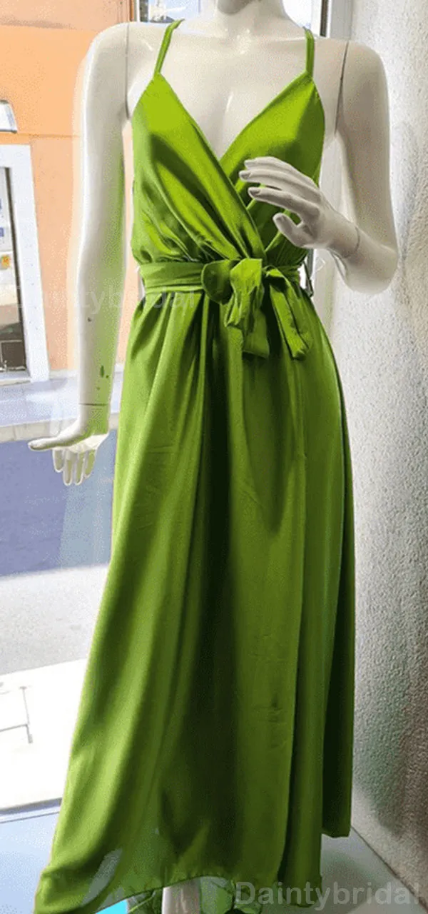 Elegant Green Satin Bridesmaid Dress