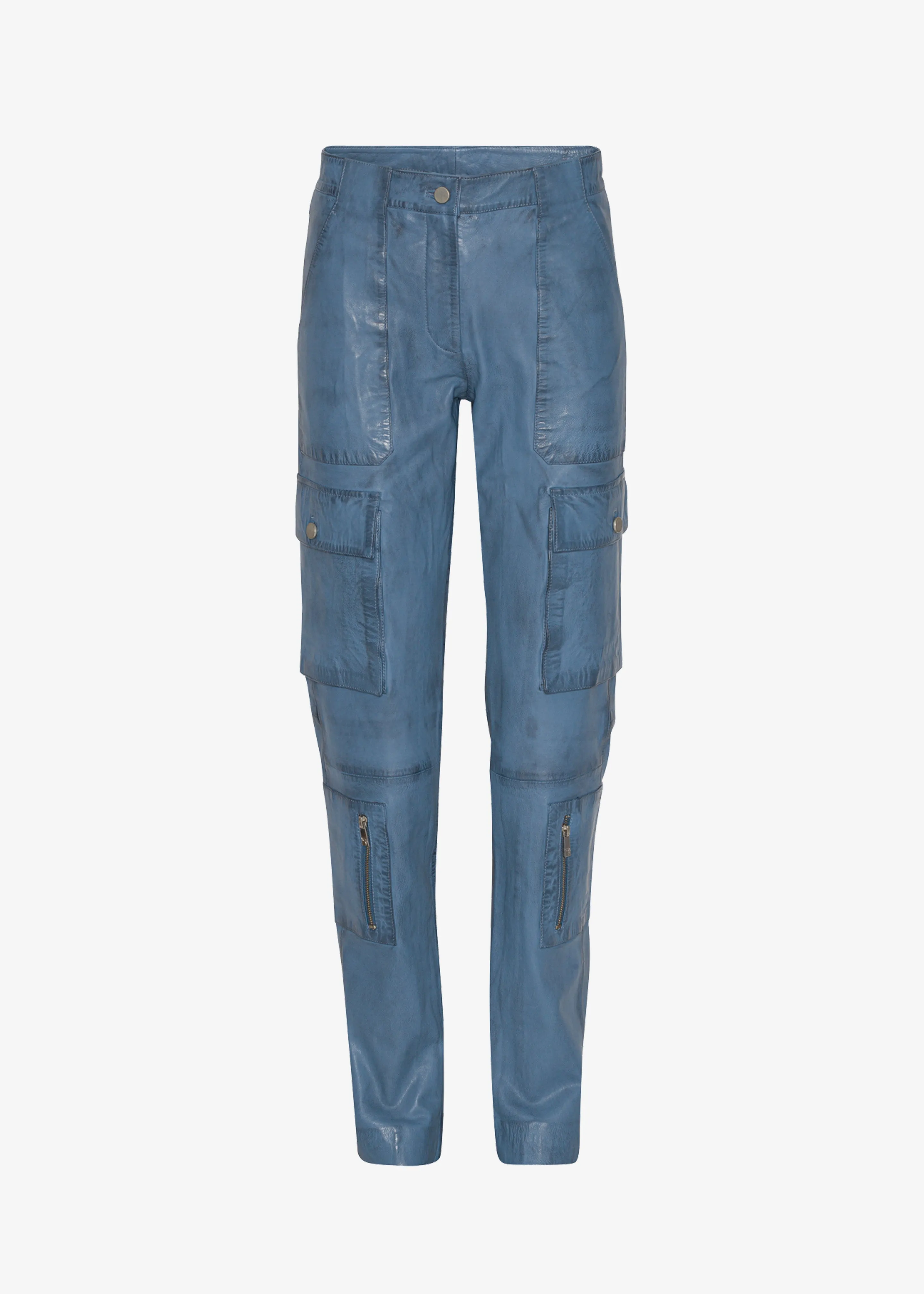 Fashionable Fitted Leather Pants - Coronet Blue