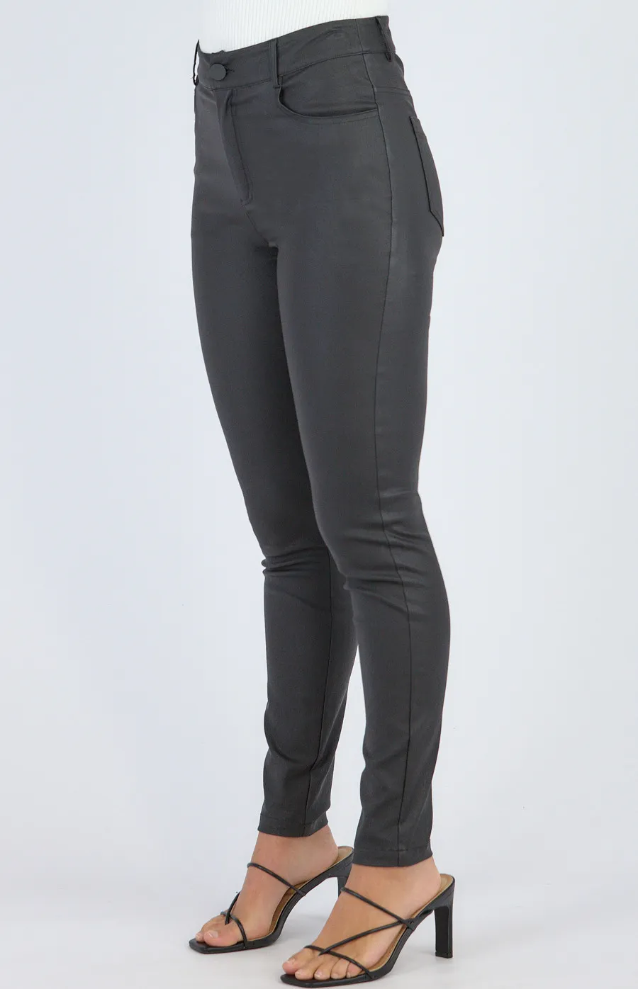 Faux Leather High Waisted Fitted Pants (SPA397A)