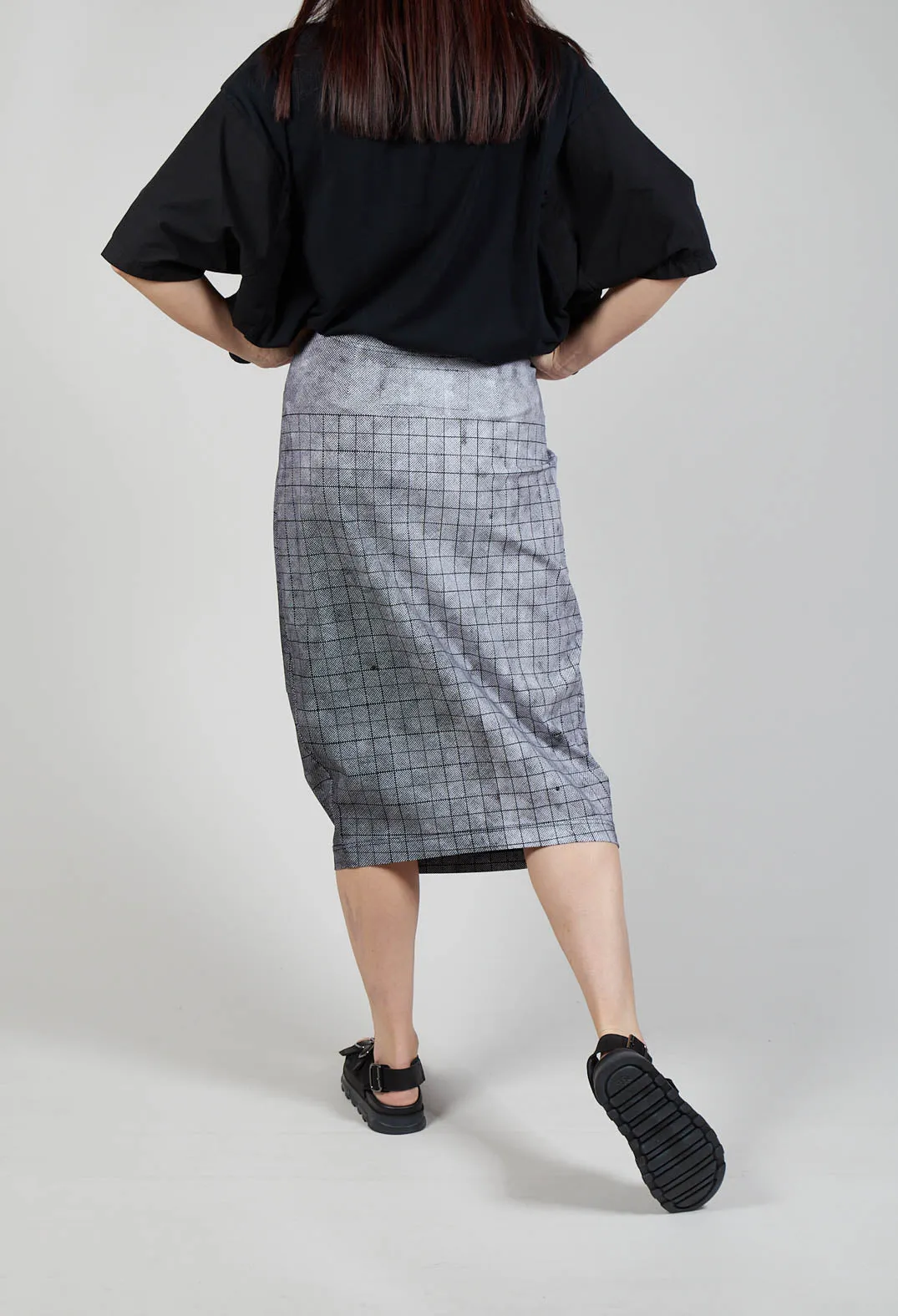 Black Print Fitted Skirt