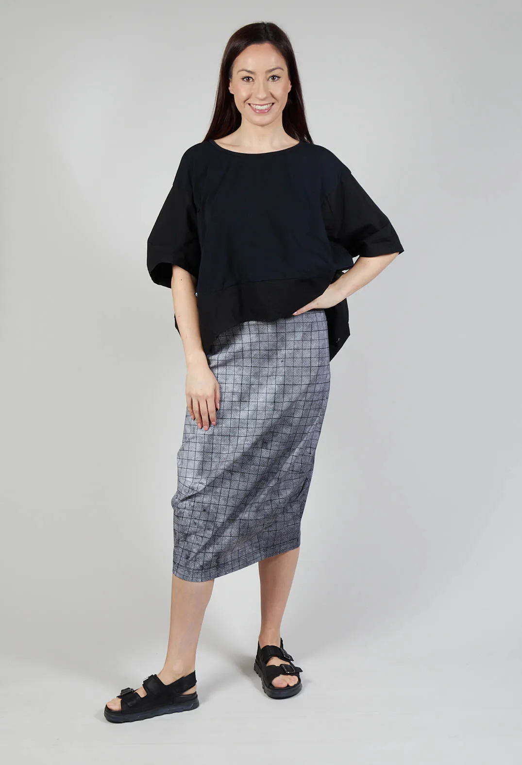 Black Print Fitted Skirt