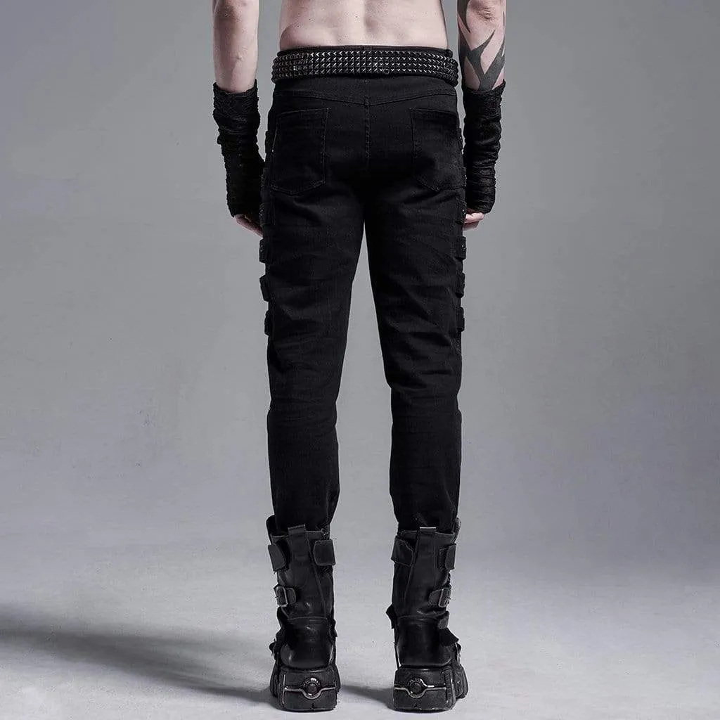 Fitted Gothic Pants for Men with Chains