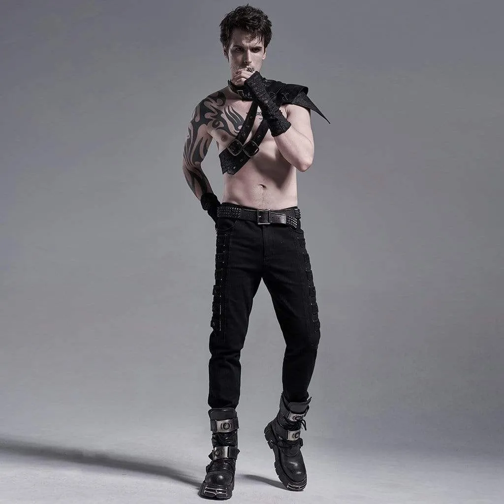 Fitted Gothic Pants for Men with Chains