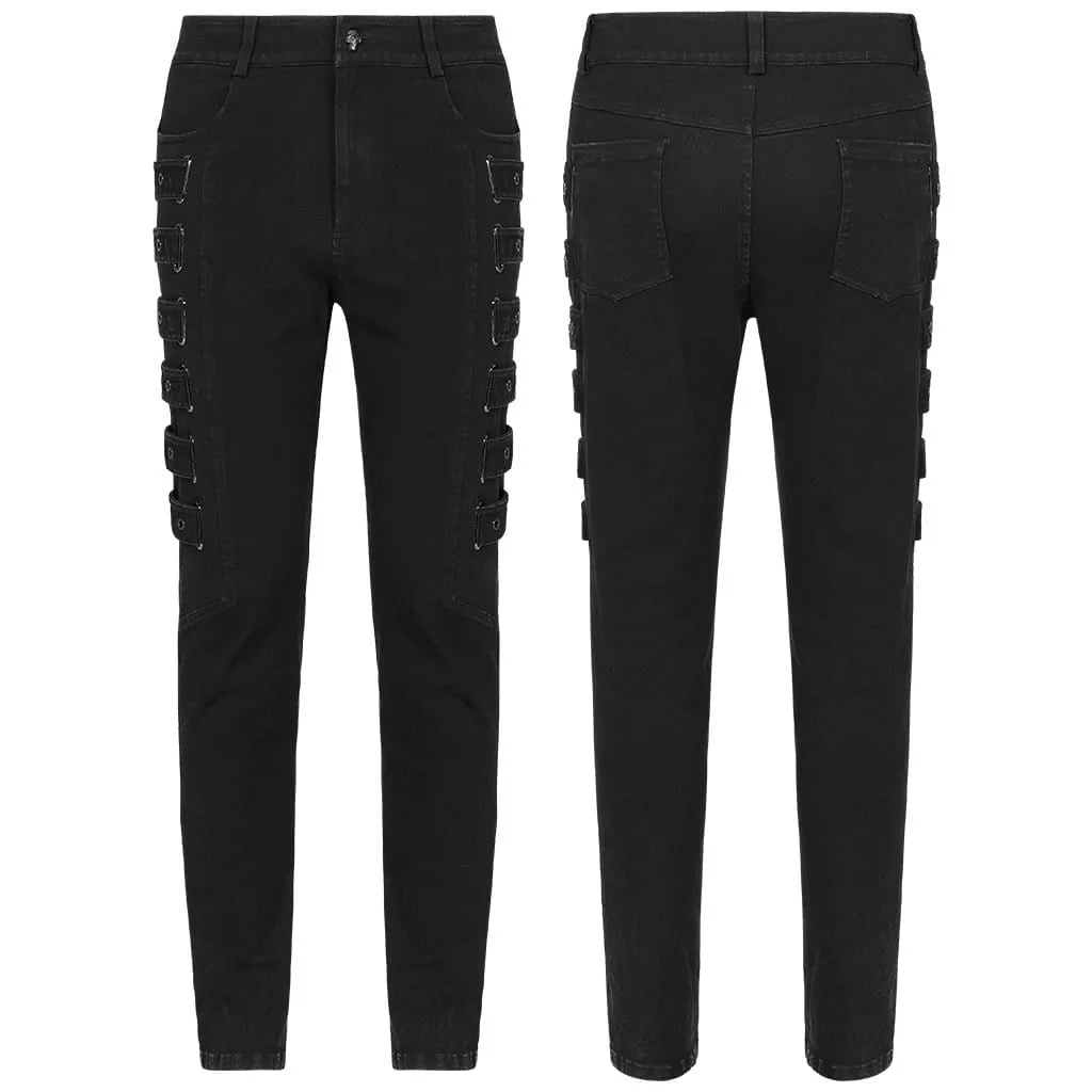 Fitted Gothic Pants for Men with Chains