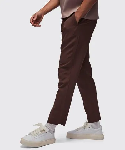 fixed waist tapered pleated pants