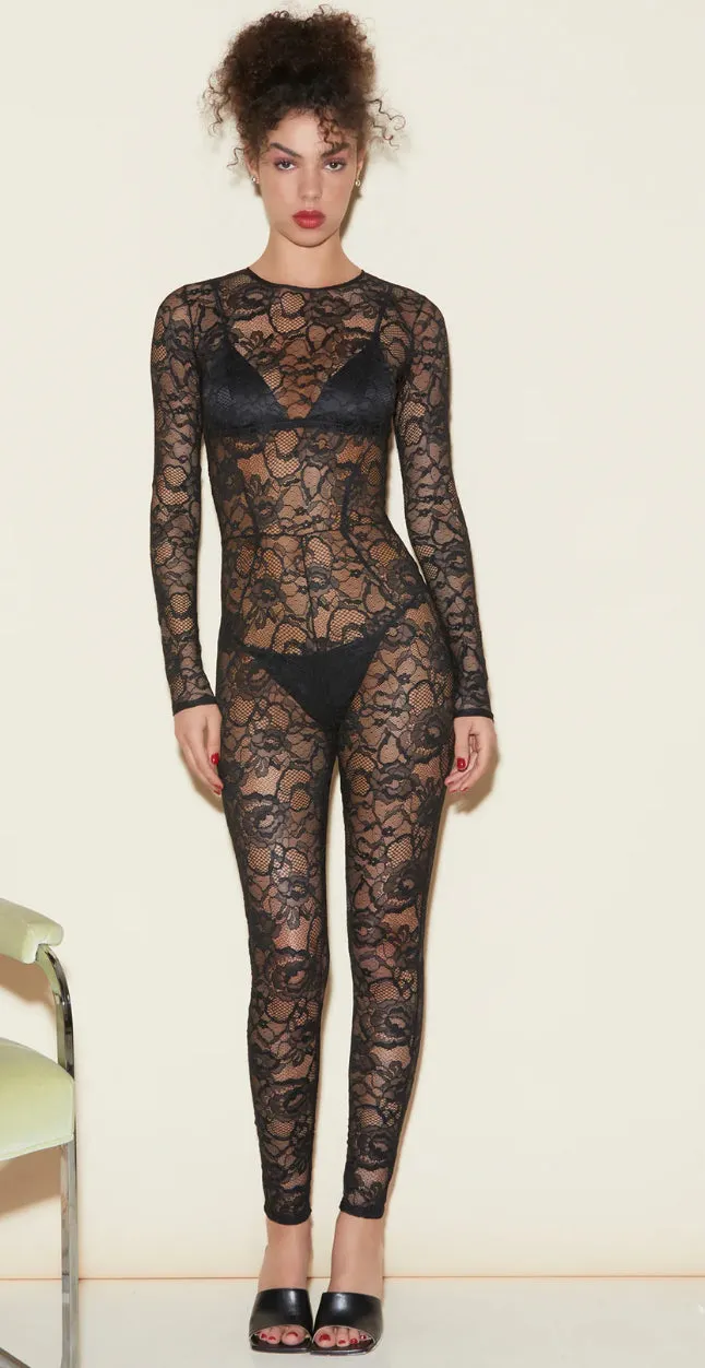 Fleur Du Mal - Lace Catsuit - Black