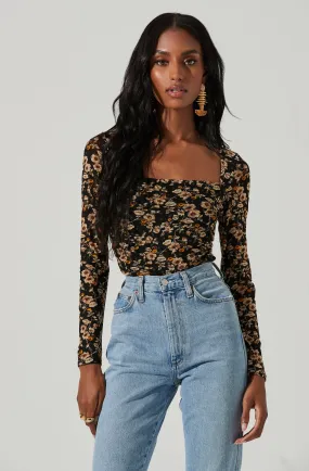 Floral Square Neck Top