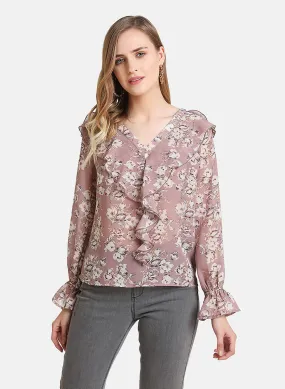 Ruffled Floral Print Top