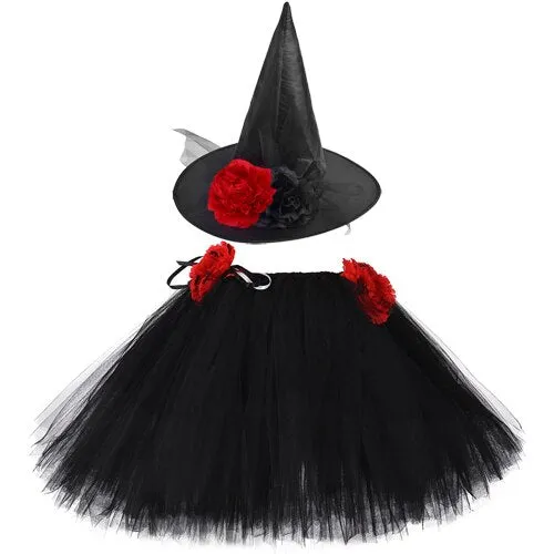 Witch Tutu Skirt Outfit for Girls with Hat - Halloween Costume